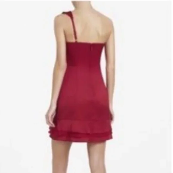 BCBGMaxAzria Jonesy Dress. Ruby Red Size 8 One Shoulder Cocktail Dress. NWOT. - Picture 4 of 7